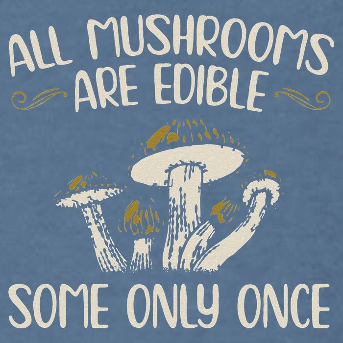 All Mushrooms Are Edible Some Only Once Mushroom Hunting Garment-Dyed Sweatshirt