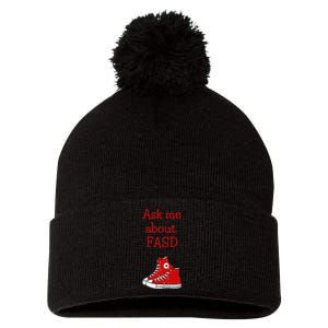 Ask Me About Fasd Pom Pom 12in Knit Beanie