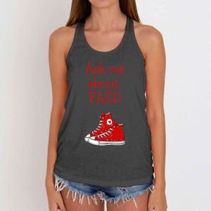 Ask Me About Fasd Women's Knotted Racerback Tank