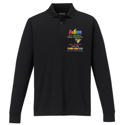 Autism Mom Awareness Autism Is A Journey Puzzle Gift Performance Long Sleeve Polo