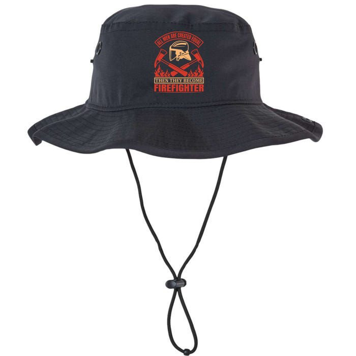 All Man Are Created Equal Then They Become Firefighter Legacy Cool Fit Booney Bucket Hat