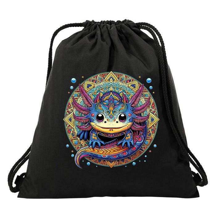 Axolotl Maya Aztec Axolot Drawstring Bag