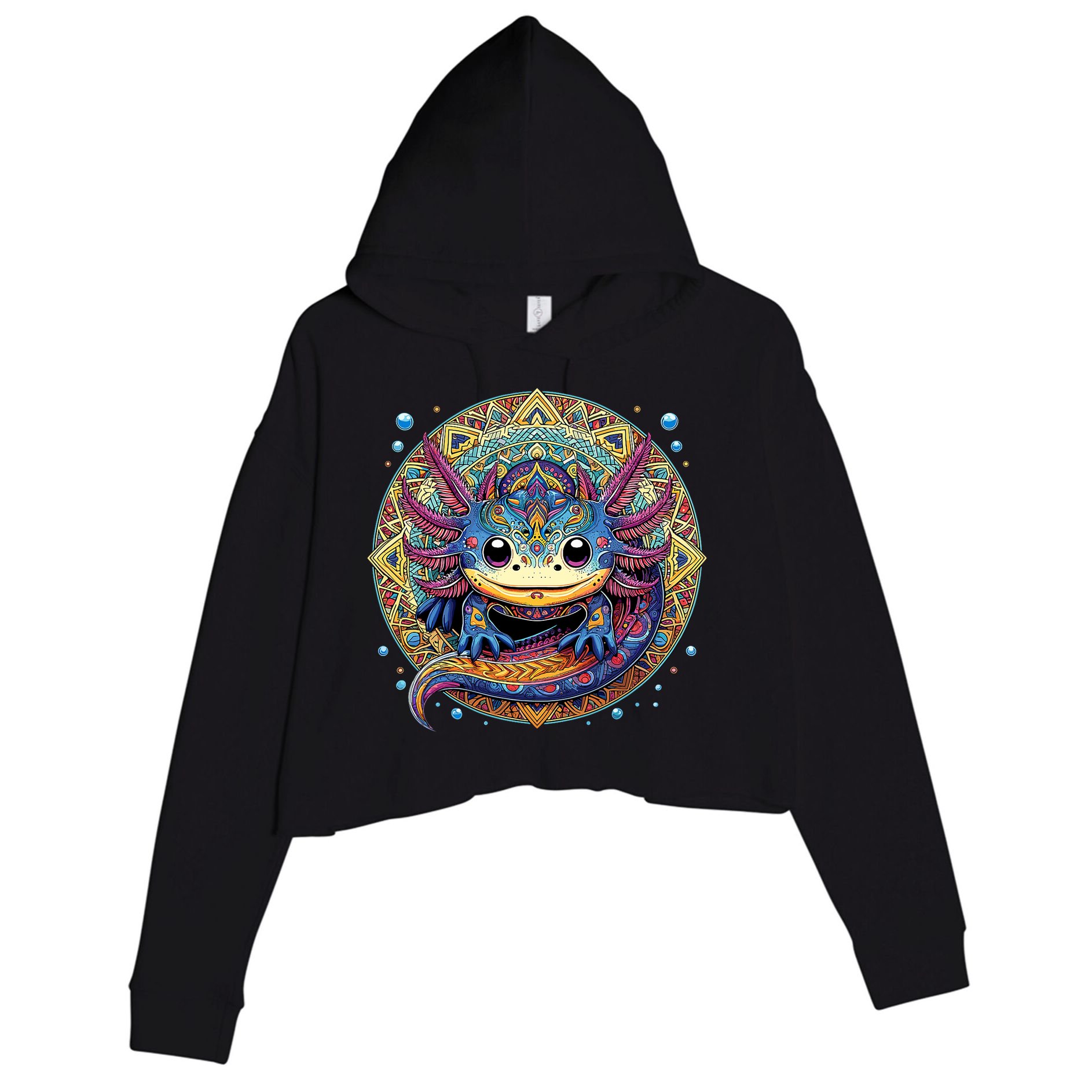 Axolotl Maya Aztec Axolot Crop Fleece Hoodie