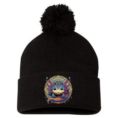 Axolotl Maya Aztec Axolot Pom Pom 12in Knit Beanie
