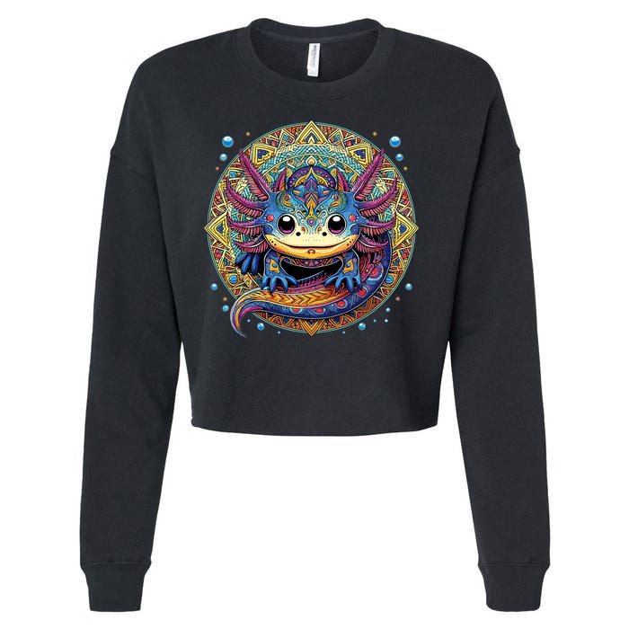 Axolotl Maya Aztec Axolot Cropped Pullover Crew