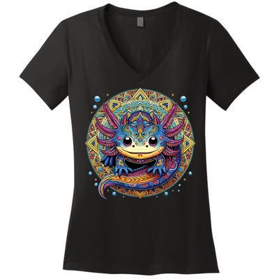 Axolotl Maya Aztec Axolot Women's V-Neck T-Shirt