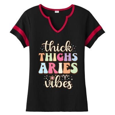 Aries March April birthday Retro astrology Aries Zodiac sign Ladies Halftime Notch Neck Tee