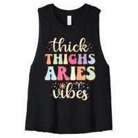 Aries March April birthday Retro astrology Aries Zodiac sign Women's Racerback Cropped Tank