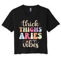 Aries March April birthday Retro astrology Aries Zodiac sign Women's Crop Top Tee