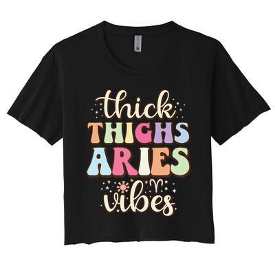 Aries March April birthday Retro astrology Aries Zodiac sign Women's Crop Top Tee