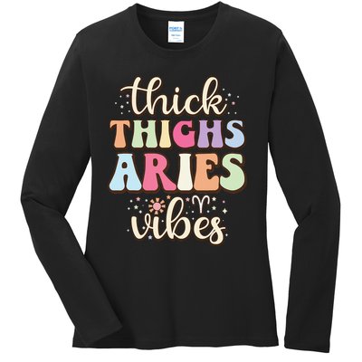 Aries March April birthday Retro astrology Aries Zodiac sign Ladies Long Sleeve Shirt