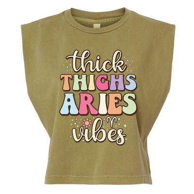 Aries March April birthday Retro astrology Aries Zodiac sign Garment-Dyed Women's Muscle Tee