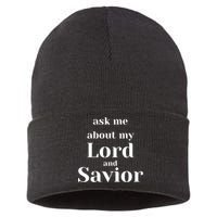 Ask Me About My Lord And Savior Sustainable Knit Beanie