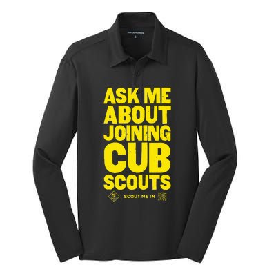 Ask Me About Joining Cub Scouts Silk Touch Performance Long Sleeve Polo