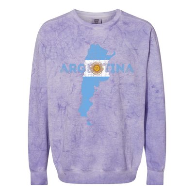 Argentinian Map and Flag Souvenir - Distressed Argentina Colorblast Crewneck Sweatshirt