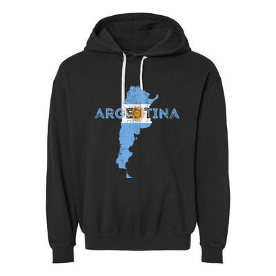 Argentinian Map and Flag Souvenir - Distressed Argentina Garment-Dyed Fleece Hoodie