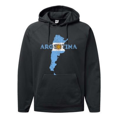 Argentinian Map and Flag Souvenir - Distressed Argentina Performance Fleece Hoodie