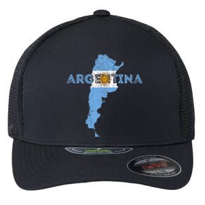 Argentinian Map and Flag Souvenir - Distressed Argentina Flexfit Unipanel Trucker Cap