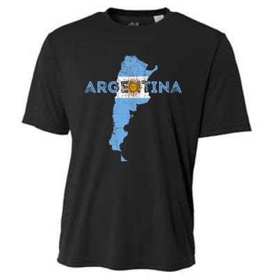 Argentinian Map and Flag Souvenir - Distressed Argentina Cooling Performance Crew T-Shirt