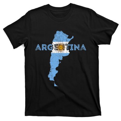 Argentinian Map and Flag Souvenir - Distressed Argentina T-Shirt