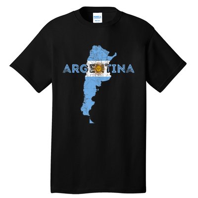 Argentinian Map and Flag Souvenir - Distressed Argentina Tall T-Shirt