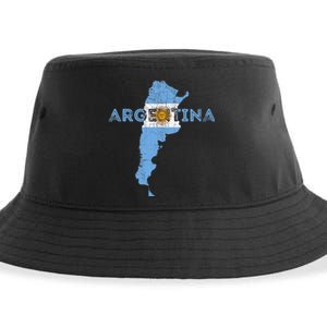 Argentinian Map and Flag Souvenir - Distressed Argentina Sustainable Bucket Hat