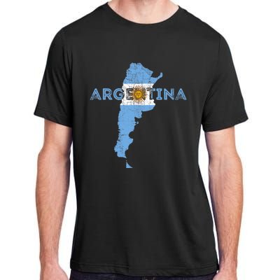 Argentinian Map and Flag Souvenir - Distressed Argentina Adult ChromaSoft Performance T-Shirt