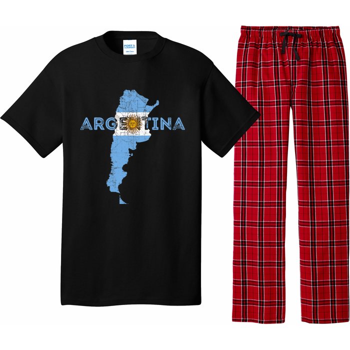 Argentinian Map and Flag Souvenir - Distressed Argentina Pajama Set