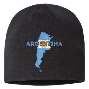 Argentinian Map and Flag Souvenir - Distressed Argentina Sustainable Beanie