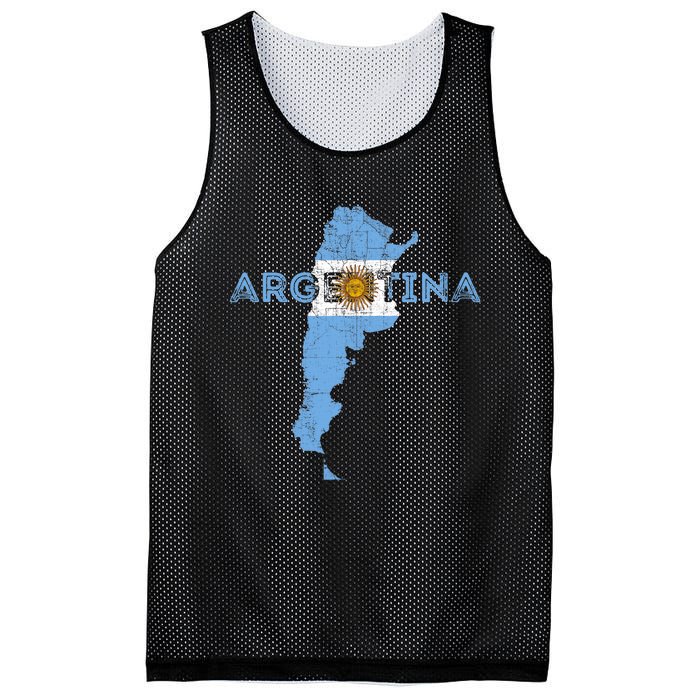 Argentinian Map and Flag Souvenir - Distressed Argentina Mesh Reversible Basketball Jersey Tank