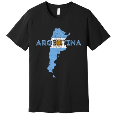 Argentinian Map and Flag Souvenir - Distressed Argentina Premium T-Shirt