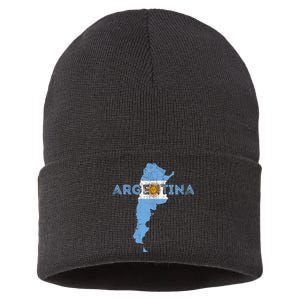 Argentinian Map and Flag Souvenir - Distressed Argentina Sustainable Knit Beanie