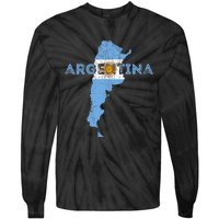 Argentinian Map and Flag Souvenir - Distressed Argentina Tie-Dye Long Sleeve Shirt