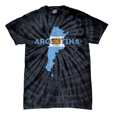 Argentinian Map and Flag Souvenir - Distressed Argentina Tie-Dye T-Shirt