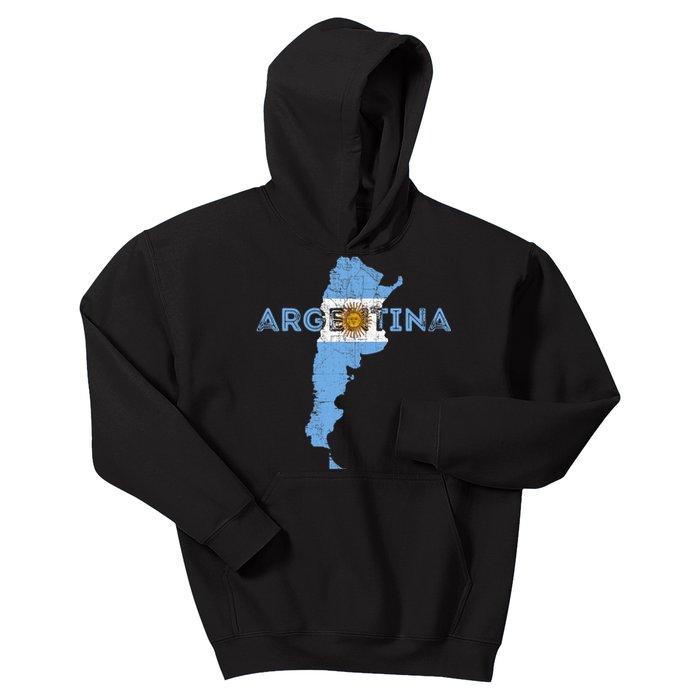 Argentinian Map and Flag Souvenir - Distressed Argentina Kids Hoodie