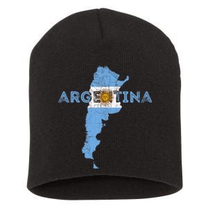 Argentinian Map and Flag Souvenir - Distressed Argentina Short Acrylic Beanie