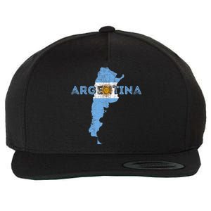 Argentinian Map and Flag Souvenir - Distressed Argentina Wool Snapback Cap