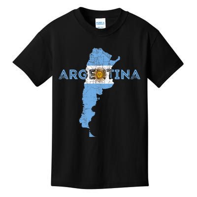 Argentinian Map and Flag Souvenir - Distressed Argentina Kids T-Shirt