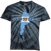 Argentinian Map and Flag Souvenir - Distressed Argentina Kids Tie-Dye T-Shirt