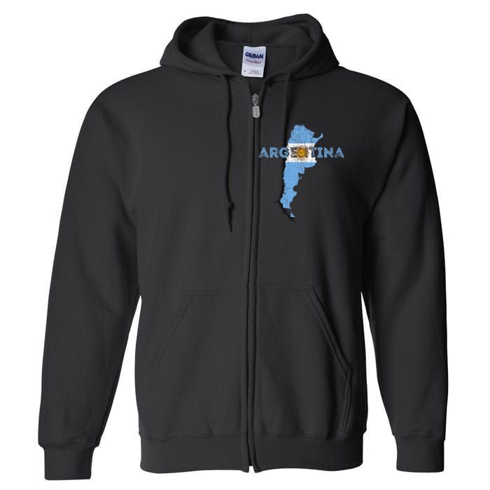 Argentinian Map and Flag Souvenir - Distressed Argentina Full Zip Hoodie