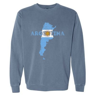 Argentinian Map and Flag Souvenir - Distressed Argentina Garment-Dyed Sweatshirt