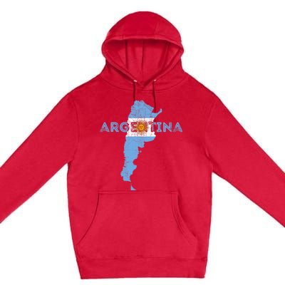 Argentinian Map and Flag Souvenir - Distressed Argentina Premium Pullover Hoodie