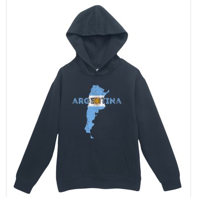 Argentinian Map and Flag Souvenir - Distressed Argentina Urban Pullover Hoodie