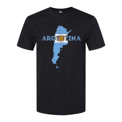 Argentinian Map and Flag Souvenir - Distressed Argentina Softstyle CVC T-Shirt