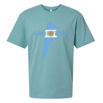 Argentinian Map and Flag Souvenir - Distressed Argentina Sueded Cloud Jersey T-Shirt