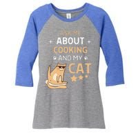 Ask Me About Cooking And My Cat Funny Cats Lover Gift Women's Tri-Blend 3/4-Sleeve Raglan Shirt