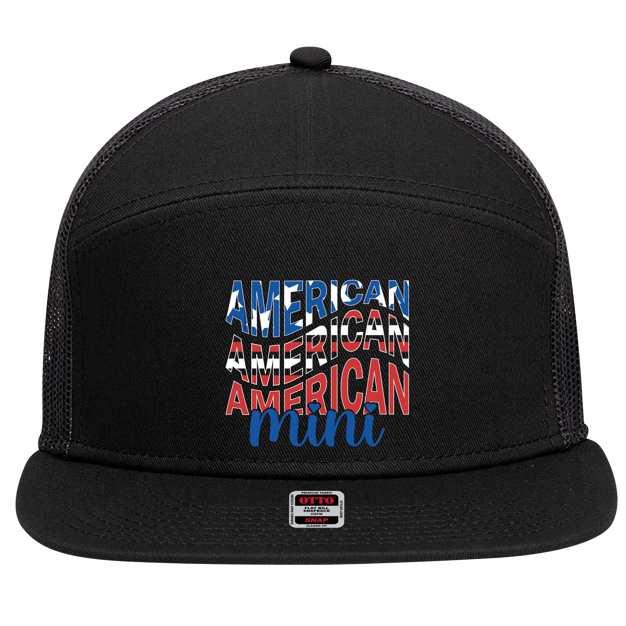 American Mini 7 Panel Mesh Trucker Snapback Hat