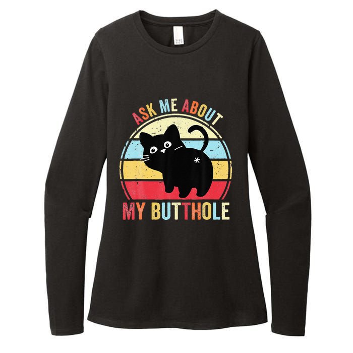 Ask Me About My Butthole Funny Cat Butt Womens CVC Long Sleeve Shirt