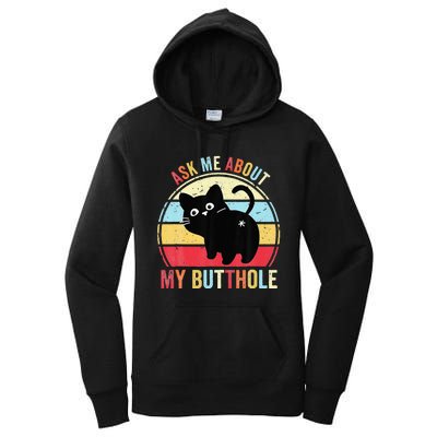 Ask Me About My Butthole Funny Cat Butt Women's Pullover Hoodie