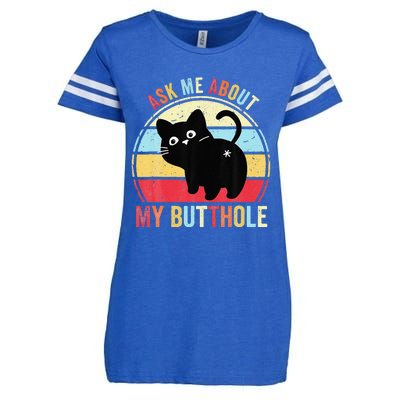 Ask Me About My Butthole Funny Cat Butt Enza Ladies Jersey Football T-Shirt